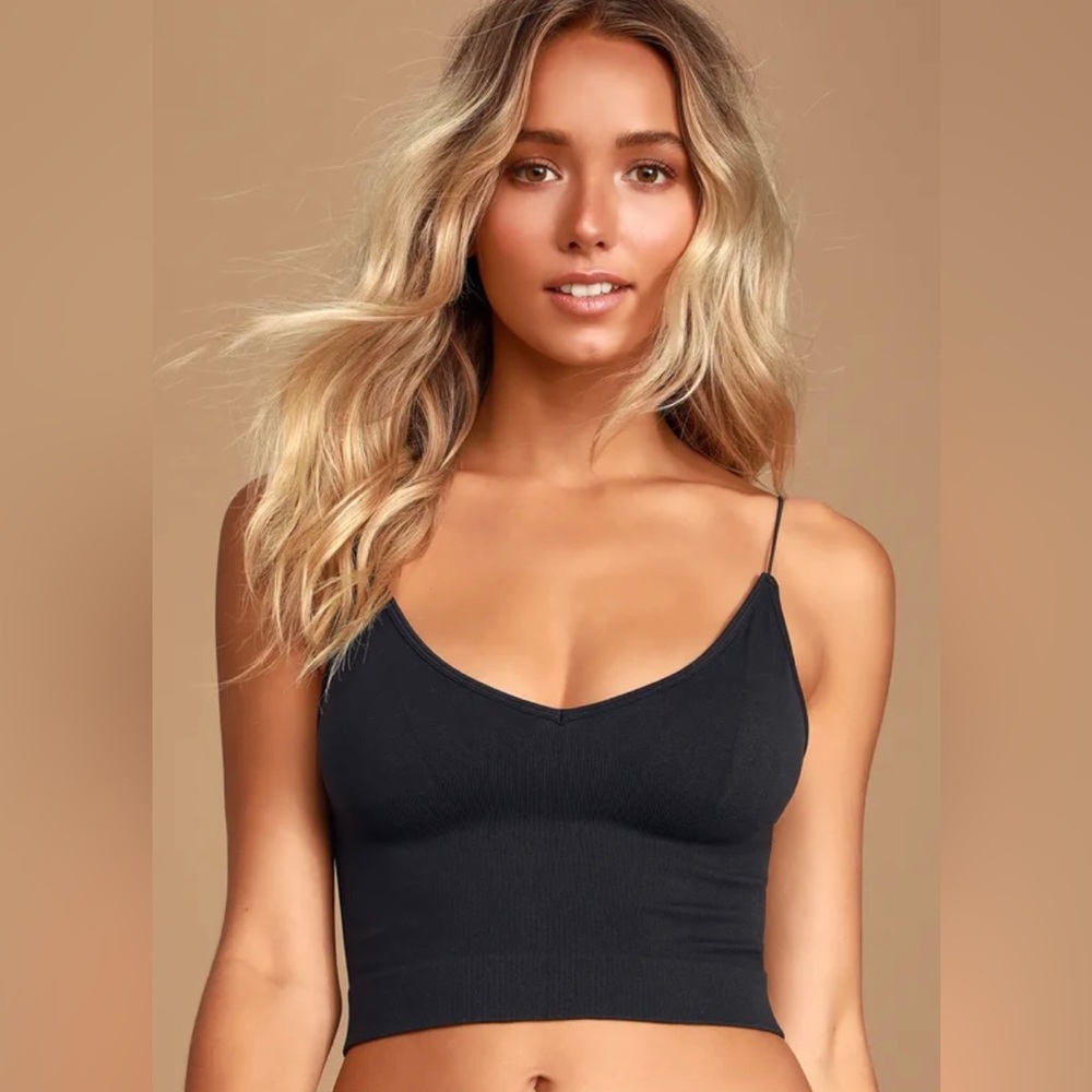 Free People Ribbed Brami Top Black (M/L) NWOT